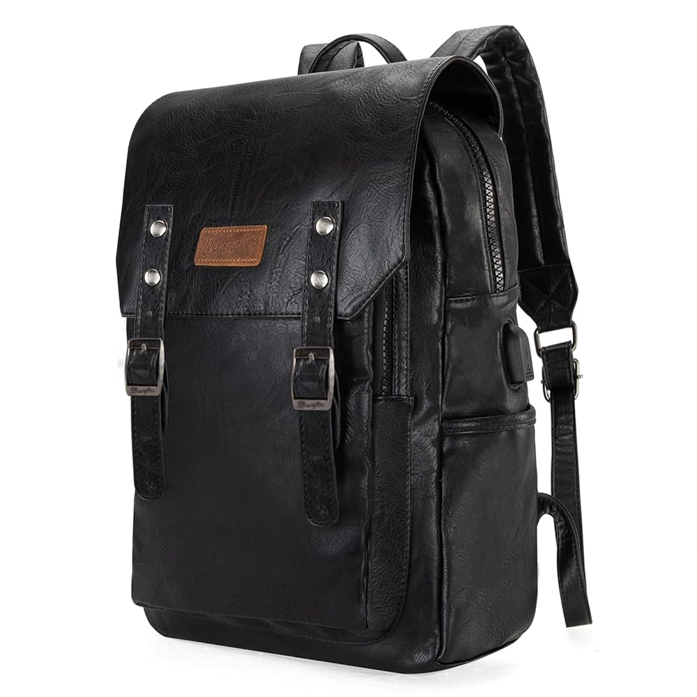 Amazon.com: Montana West × Wrangler Black Leather Backpack
